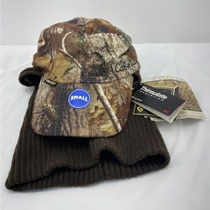 Cabelas Camo Gore-Tex Insulated Hunting Cap with Knitted Neck Gaiter; Size S